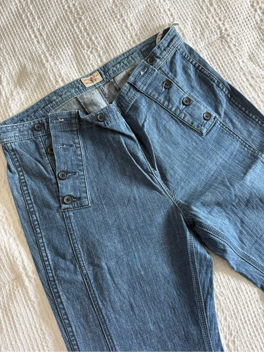 Free People Size 31 Sailor Button Front Flare Wide Leg Jeans